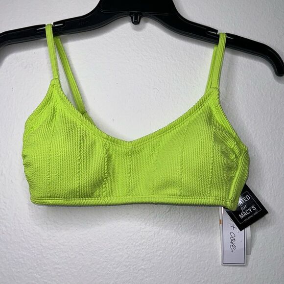 SALT + COVE Popcorn-Rib Bralette Bikini Top in Lime Size Small - Picture 4 of 6